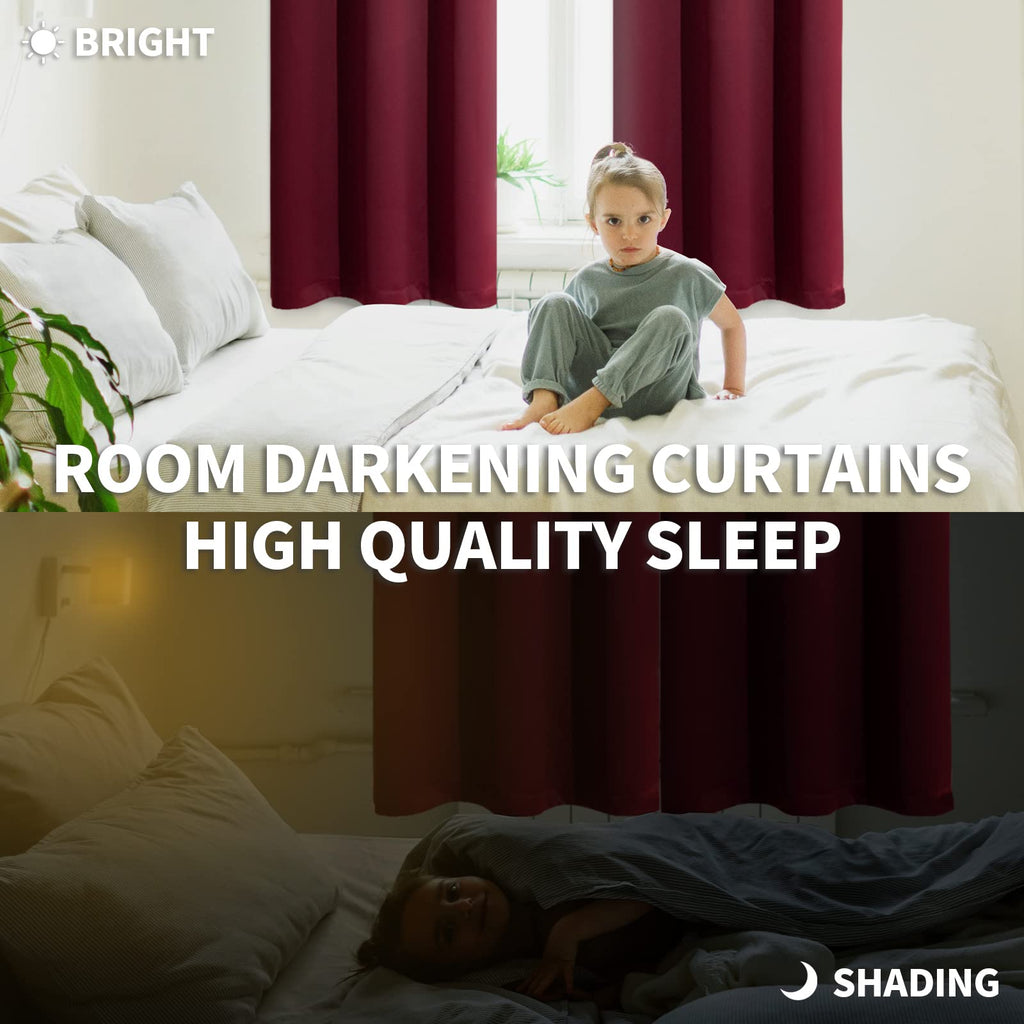BGment Burgundy Blackout Curtains for Bedroom 72 Inch Long - 2 Panels