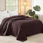 Exclusivo Mezcla Fleece Blanket Twin Size for Bed, Super Soft and Warm, All Season, Cozy, Plush, Lightweight, 60x80 Inches Coffee