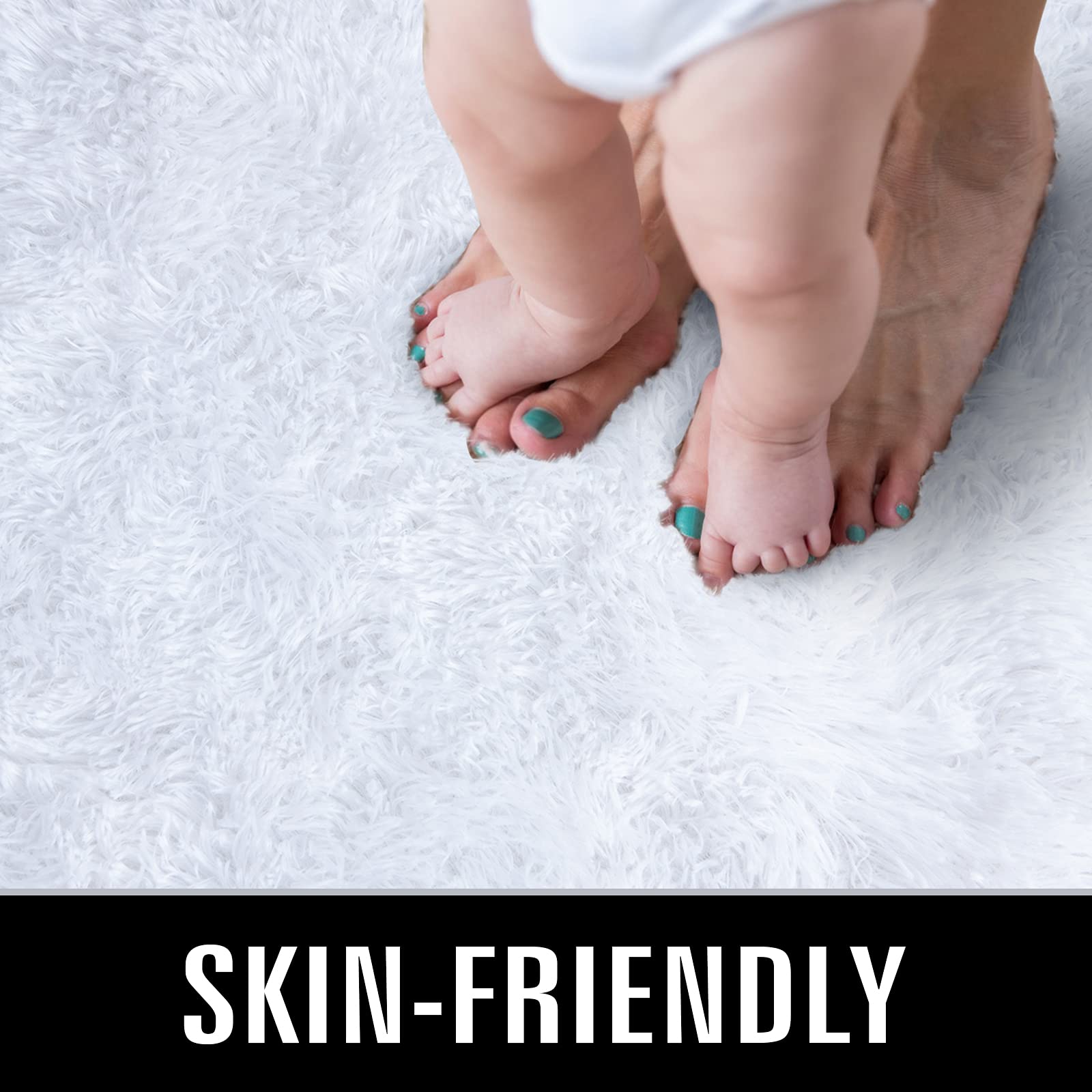 TWINNIS Super Soft Shaggy Rugs Fluffy Carpets 8x10 Feet, Indoor Modern Plush Area Rugs for Living Room Bedroom Kids Room Nursery Home Decor, Upgrade Anti-Skid Rectangular Fuzzy Rug, White