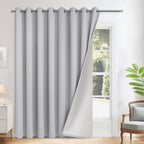 Yakamok 100% Blackout Curtains W100xL84 inch Light Grey Sliding Door Drapes
