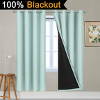 Yakamok Aqua 100% Blackout Curtains 72 Inches Long for Bedroom 52" Wide