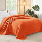 Exclusivo Mezcla Soft Fleece Blanket Twin Size for Bed, Burnt Orange