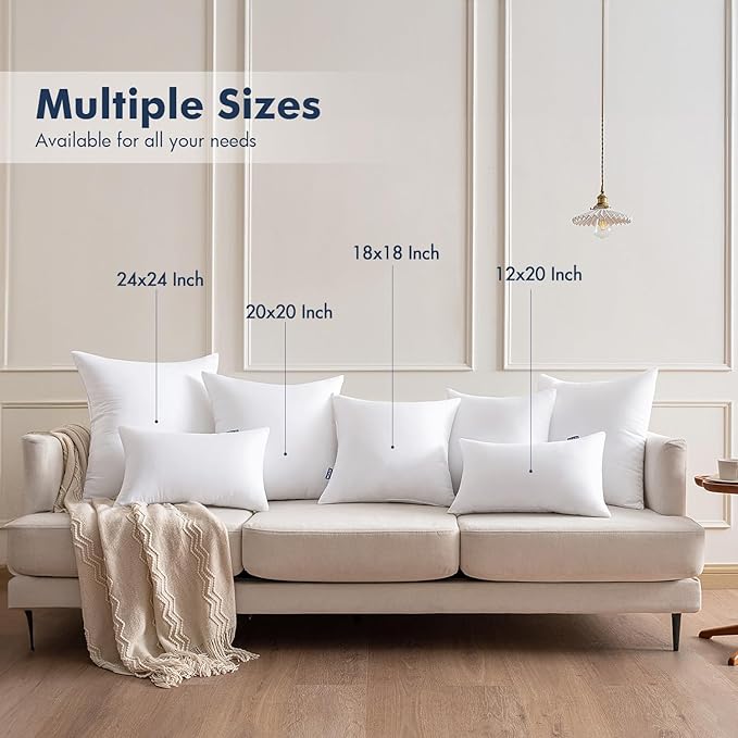 MIULEE 14x22 Throw Pillows Inserts 2 Pack, Decorative Pillows for Couch Bed