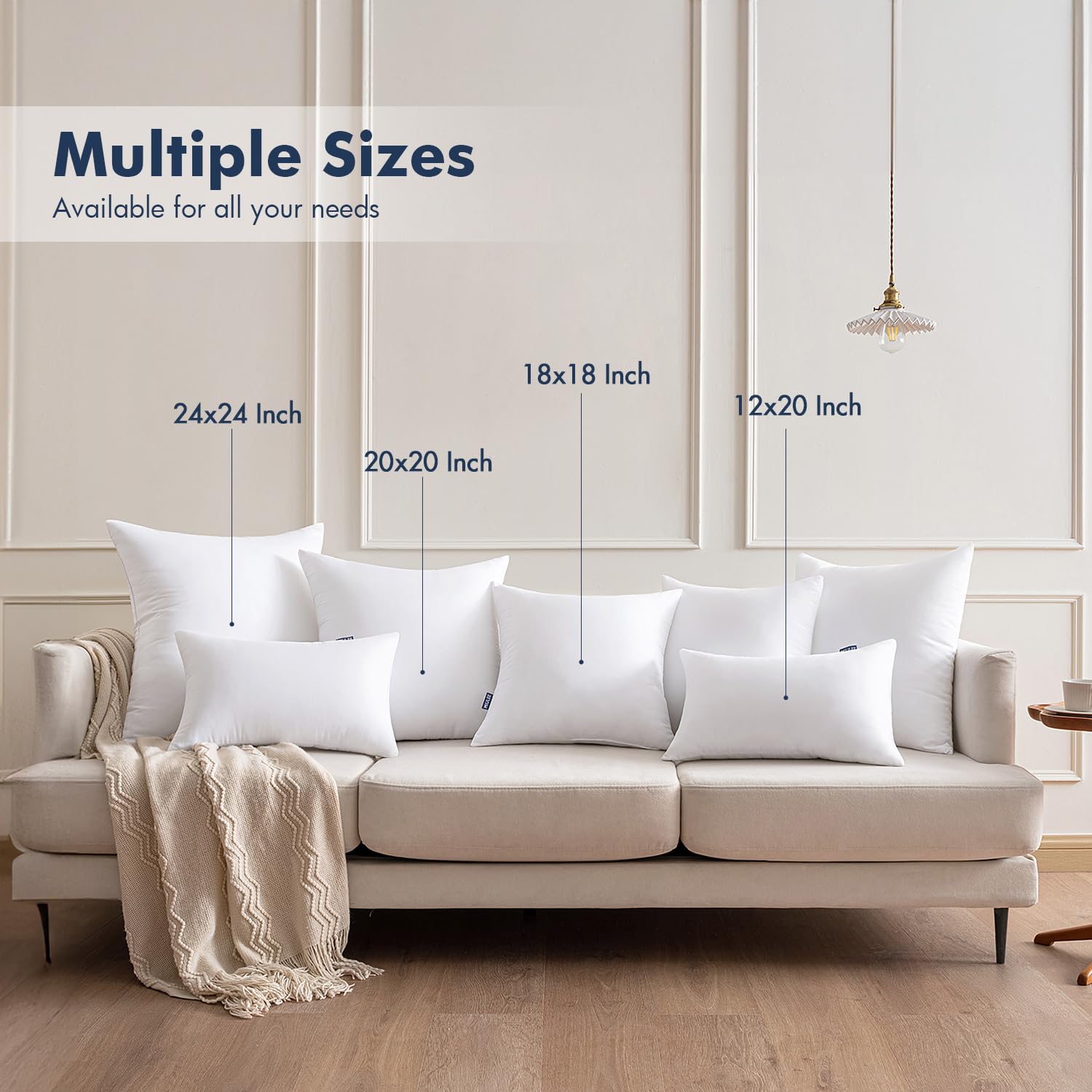 MIULEE 12x20 Throw Pillows Inserts 2 Pack, Decorative Pillows for Couch Bed