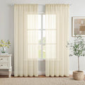 MIULEE Light Cream Sheer Curtains 90 inches Long Window Curtains 2 Panels Solid Color Elegant Window Voile Panels/Drapes/Treatment for Bedroom Living Room (54X90 Inches Light Cream)