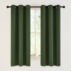 NICETOWN Dark Green Blackout Cafe Satin Curtains for Small Windows, 42" Wide by 63" Long, 2 Panels, Grommet Noise Reducing Faux Silk Blackout Drapes for Dining Room