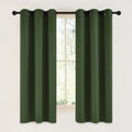 NICETOWN Dark Green Blackout Cafe Satin Curtains for Small Windows, 42" Wide by 63" Long, 2 Panels, Grommet Noise Reducing Faux Silk Blackout Drapes for Dining Room
