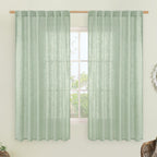 LAMIT Semi Sheer Linen Curtains 63 Inch for Living Room 52 x 63 Inch