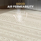 Washable Rugs 8x10 Area Rugs for Living Room- Large Moroccan Rugs for Bedroom, Dining Room, Ultra Soft Low Pile Foldable Carpet with Non Slip Rubber Backing,Neutral Accent Rug(Light Brown)