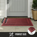 HIYARD Sturdy Front Door Mat, Absorbent Muddy Dirt Resist Welcome Door Mats Outdoor Indoor, Stain and Fade Resistant, Non-Slip Backing Entry Mat Low Profile Doormat for Entryway, 29×17, Red