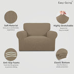 Easy-Going Stretch Oversized Chair Sofa Slipcover 1-Piece Couch Sofa Cover Furniture Protector Soft with Elastic Bottom for Kids Spandex Jacquard Fabric Small Checks Natural