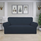 Easy-Going Stretch Oversized Loveseat Slipcover 1-Piece Sofa Cover Furniture Protector Couch Soft with Elastic Bottom for Kids Polyester Spandex Jacquard Fabric Small Checks Dark Blue