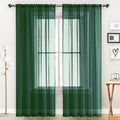 SpaceDresser Basic Rod Pocket Sheer Voile Window Curtain Panels White 1 Pair 2 Panels 60 Width 96 Inch Long for Kitchen Bedroom Children Living Room Yard(Foliage Green,60 W x 96 L)