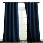NICETOWN 100% Blackout Blinds, Laundry Room Decor Window Treatment Curtains for Large Patio Sliding Door, Thermal Insulated Moroccan Blue Curtains for Bedroom, Set of 2, 52 inches x 108 inches
