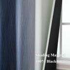 Sage Green and Navy Blue Ombre Blackout Curtains for Living Room 72 Inch