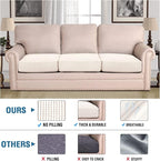 H.VERSAILTEX Super Stretch Couch Cushion Covers Sofa Cushion Slipcovers Jacquard Fabric Individual Seat Couch Slipcover Sets for Pets with Elastic Bottom(3 Packs Cushion Sofa Covers, Ivory)
