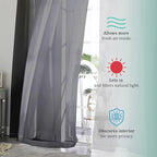OVZME Black Sheer Curtains Dark Color Curtain Panels for Living Room, Light Reducing Sheer Curtains 108 inch Length 2 Panels Set Rod Pocket Window Panels