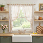 jinchan Floral Linen Curtains 84 Inch Farmhouse Back Tab 2 Panels