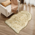 Ciicool Faux Sheepskin Rugs Soft Faux Fur Rug White Gradient Dark Green