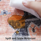 Washable 2x3 Small Area Rug: Vintage Indoor Soft Non Slip Door Mat Stain Resistant Carpet for Bedroom Living Room Light Weight Floor Mat for Kitchen Bathroom - Perfect for Homes with Pets (2x3,Orange)