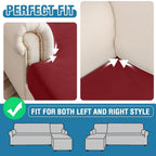 Taque Couch Cover 3-Piece Elastic Velvet Couch Cushion Covers & Chaise Slipcovers for L-Shaped Sofas, Sofa Seat Covers Washable, Soft Cover for Couches (2 Seater + Chaise, Christmas Red)
