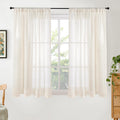 BGment 54 Inch Length Natural Linen Curtains for Short Window - Rod Pocket Semi Sheer Beige Drapes Light Filtering for Living Room Bedroom Textured Rustic Decorative, 2 Panels, Each Panel 42 Inch Wide