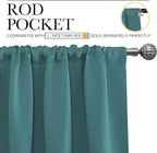 NICETOWN Bedroom Curtains, Three Pass Microfiber Noise Reducing Thermal Insulated Solid Rod Pocket Blackout Window Curtains for Kids Room (Sea Teal, 2 Panels, 34-inch x 63-inch)