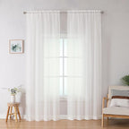 Simplebrand Ivory Sheer Curtains 84 Inches Long, Light Filtering Rod Pocket Solid Color Window Sheer Curtain Panels, Elegant Curtains & Drapes for Living Room, Bedroom 2 Panels (Ivory, 42" W x 84" L)