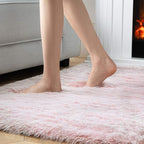 Ashler HOME DECO Soft Fox Faux Fur Chair Couch Cover Area Rug for Bedroom Floor Sofa Living Room Pink White Rectangle 3 x 5 Feet