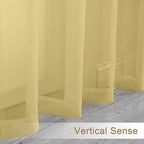 Chyhomenyc Mustard Yellow Sheer Valances for Windows - Light Filtering Small Kitchen Curtains, Short Top Window Treatment Decor for Living Room Bathroom Basement, 42Wx16L inches, 2 Panels