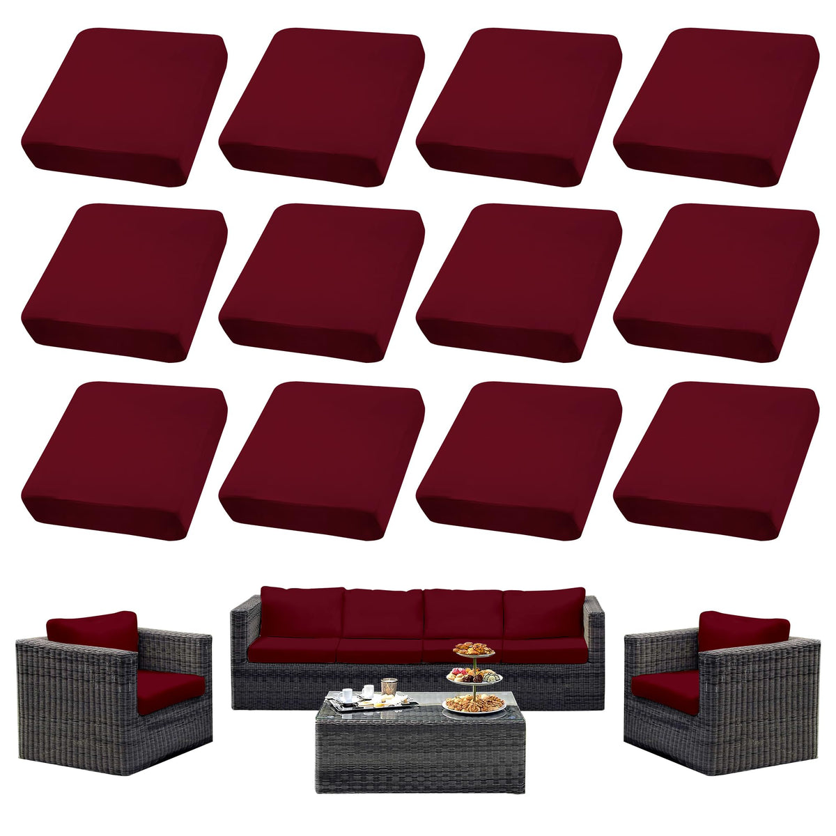 SUKAIKEQA 8PCS Patio Cushion Covers.Patio Furniture Couch SeatSlipcovers