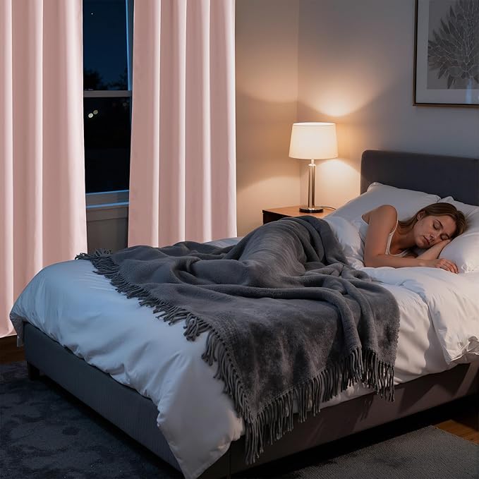 RYB HOME Bedroom Blackout Curtains 63 inches Long, 100% Blackout