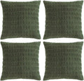 Fancy Homi 4 Packs Boho Olive Green Decorative Throw Pillow Covers 24x24 Inch for Couch Bed Sofa, Rustic Modern Farmhouse Home Decor, Soft Plush Corduroy Cute Square Cushion Case 60x60 cm