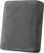 H.VERSAILTEX Velvet Stretch Couch Cushion Cover Plush Cushion Slipcover for Chair Cushion Furniture Protector Seat Cushion Sofa Cover (1 Piece Armchair Cushion Covers, Grey)