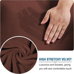H.VERSAILTEX Modern Velvet Plush 4 Piece High Stretch Sofa Slipcover Sofa Cover Furniture Protector Form Fit Thick Velvet Sofa Cover for 3 Cushion Couch Width Up to 90 Inch (Sofa, Burnt Brick)