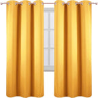 LEMOMO Yellow Thermal Blackout Curtains/42 x 72 Inch/Set of 2 Panels Room Darkening Curtains for Bedroom