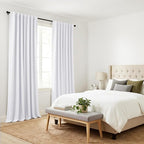 PONY DANCE Living Room Curtains - 42 W x 90 L, Pure White Long Blackout Panels Set Window Treatments Thermal Insulated Light Blocking Back Tab/Rod Pocket Curtain Drapes, Double Pieces
