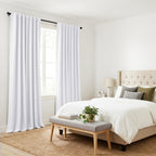 PONY DANCE 50% Light Filtering Curtains 84 inch Long, Back Tab & Rod Pocket Nursery Room Darkening Curtains for Bedroom and Living Room Decoration, 42 Inches Wide, 2 Panels Set, Pure White