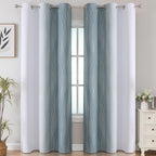 Stone Blue and Greyish White Blackout Curtains for Living Room 84 Inch Long
