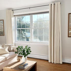 Linen Textured Total Blackout Curtains 84 Inches Long, Butter Cream
