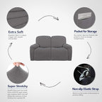 PureFit Super Stretch Loveseat Recliner Sofa Couch Cover with Pocket – 2 Seats Non Slip Soft Sofa Slipcover, Washable Reclining Furniture Protector for Pets (Recliner Loveseat, Light Gray)