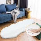 ORINOVA White Faux Bunny Fuzzy Fur Rugs for Bedroom Living Room Shag Washable Furry Area Rug 2x6 Nursery Shaped Rug Teen Room Décor