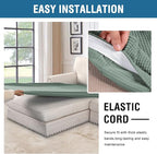 H.VERSAILTEX Super Stretch Individual Chaise Cover Sectional Couch Covers for L Shaped Sofa Both Left/Right Featuring Thick Jacquard Textured Twill Fabric (1 Piece Chaise Cover, Sage)