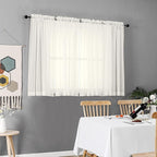 Chyhomenyc Ivory Sheer Window Curtain Panels 45 Inch, Set of 2, Light Filtering Solid Voile Curtains Drapes for Small Window/Living Room/Bedroom, Rod Pocket, 42W x 45L inches