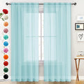 SpaceDresser Basic Rod Pocket Sheer Voile Window Curtain Panels Sky Blue 1 Pair 2 Panels 52 Width 63 Inch Long for Kitchen Bedroom Children Living Room Yard（Sky Blue, 52W x 63L）