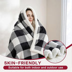 PU MEI Sherpa Fleece Throw Blanket 80" x 90" Reversible Plush Fluffy Large Big Blanket Lattice Flannel Blankets for All Season Use, Black and White