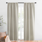NICETOWN Blackout Curtains for Living Curtains, Room Darkening Window Curtain Panels, Easy-Care Solid Thermal Insulated Draperies/Drapes for Daughter Room (Natural, 2 Panels, 34 by 84)