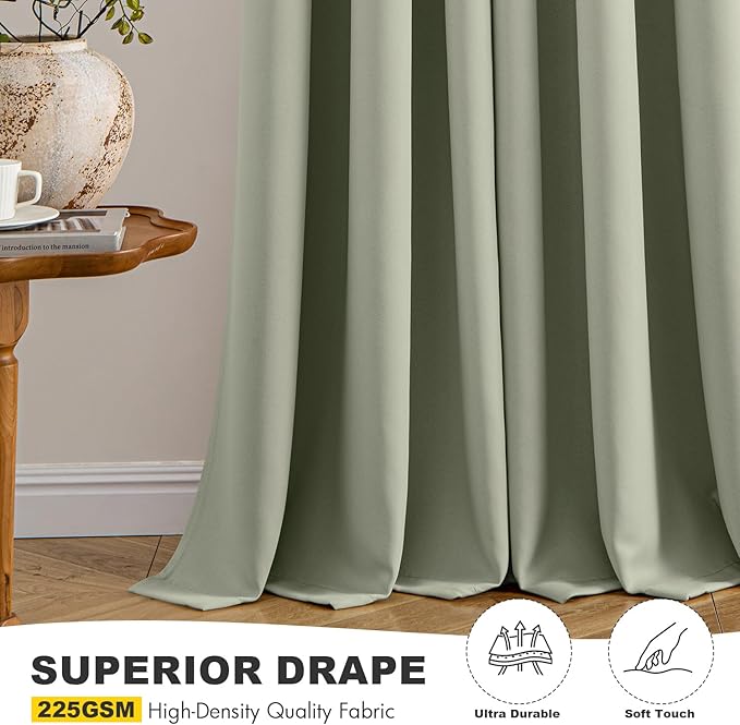 MIULEE Blackout Curtains for Bedroom 2 Panels 40 x 54 Inch Long Sage Green
