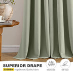 MIULEE Blackout Curtains for Bedroom 2 Panels 40 x 54 Inch Long Sage Green