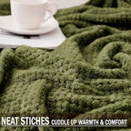 Exclusivo Mezcla Fleece Bed Blanket Twin Size, Super Soft and Warm Blankets for Couch, Sofa and Bed Waffle Textured, Cozy, Fuzzy and Lightweight (Olive Green, 60x80 Inches)